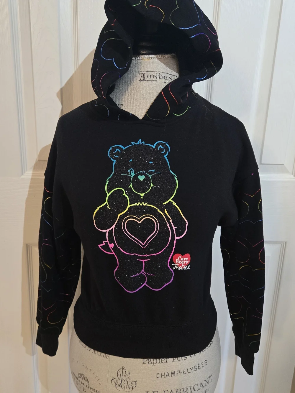 Care Bears Black Rainbow Outline Hoodie